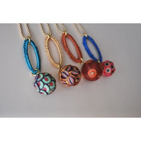 ボールチェーンネックレス　ダエン　04 turquoise×purple pink green kinari turquoise