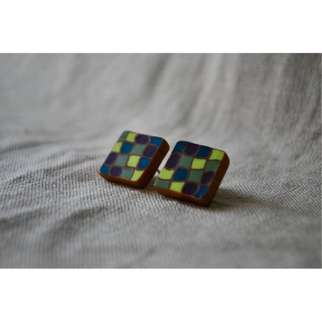 四角モザイクピアス・イヤリング　blue green