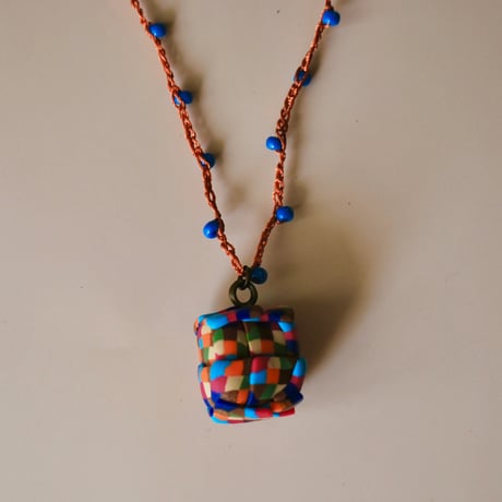 粒つぶビーズのぶつぶつネックレス　05 kinari orange green pink navy cha mizuiro