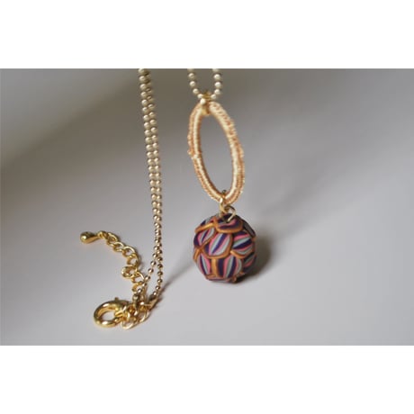 ボールチェーンネックレス　ダエン　02 gold×gold pink purple green gris