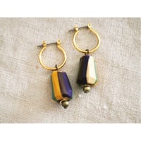 カクカクピアス・イヤリング　パープルからしグリーン系