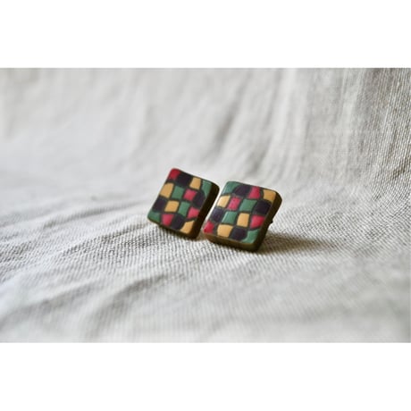四角モザイクピアス・イヤリング pink green yellow