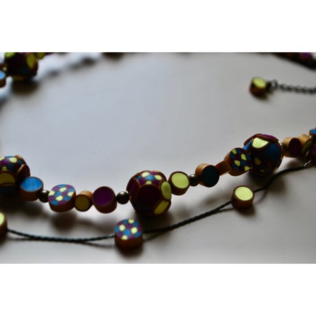 ぶつぶつ２連ネックレス　purple blue yellow gold
