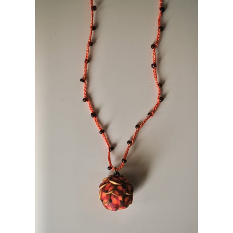 粒つぶビーズのぶつぶつネックレス　06 gold orange pink red cha