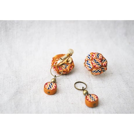 ぶつぶつ丸ピアス・イヤリング　2way orange