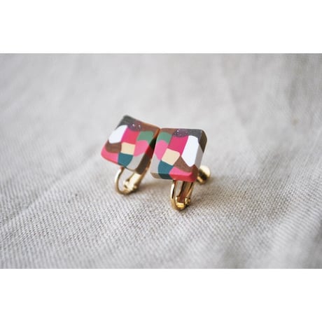 カラフルシカクピアス・イヤリング小 3col.