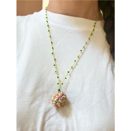 粒つぶビーズのぶつぶつネックレス　03　kinari green purple cha Kimidori
