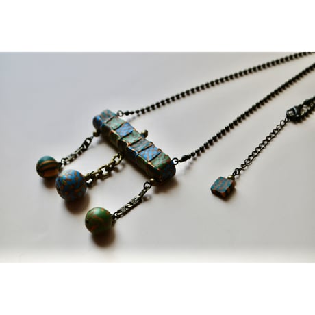 四角お守りネックレス　green mizuiro gold