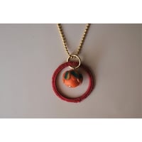 ボールチェーンネックレスまる　01　pink×orange