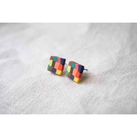 カラフルシカクピアス・イヤリング小 3col.