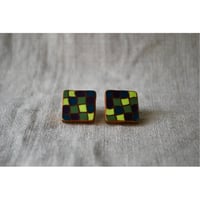 四角モザイクピアス・イヤリング　blue green