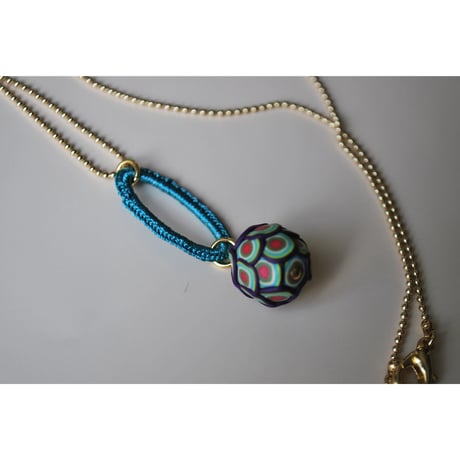 ボールチェーンネックレス　ダエン　04 turquoise×purple pink green kinari turquoise