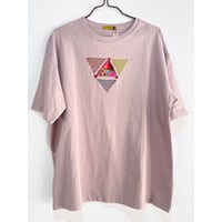 三角ミラー刺繍Tシャツ 　スモーキーピンク　Mサイズ