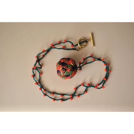 粒つぶビーズのぶつぶつネックレス　04 orange pink navy cha Kimidori