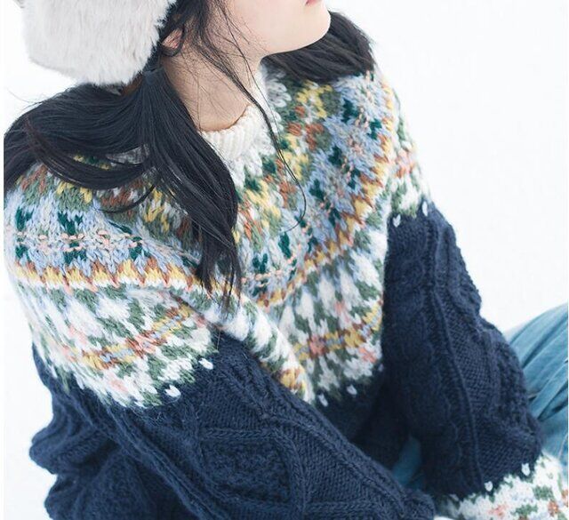 CALMER  ニット 小さいサイズ】かぎ針風透かし編みニット/洗える(ニット