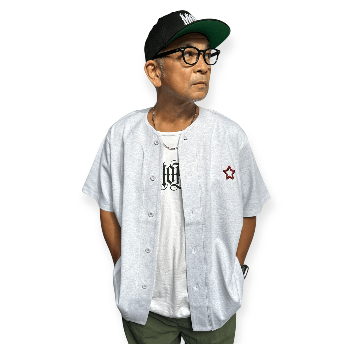 ✨FC限定✨☺️新品・未開封☺️★KINGDOM★ベースボールシャツ★WHITE ベースボールシャツ アッシュ | THE MOBSTAR JAPAN®️