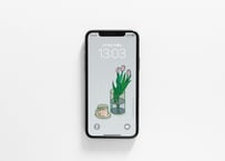 iPhone用壁紙 No.199_3月_ミントティーとチューリップ