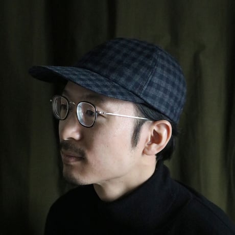 <COMESANDGOES> CHECK CAP - Gray×Navy