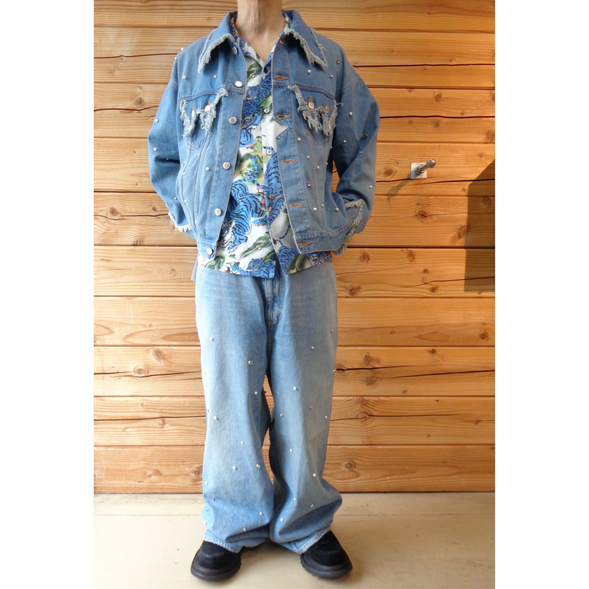 el conductorH / BIJOU STUDDED JEAN TROUSERS/ビジュ