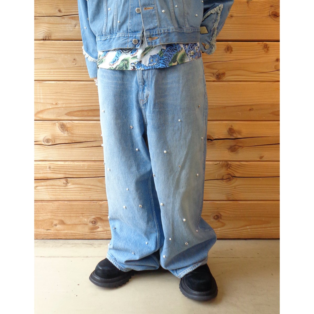 el conductorH / BIJOU STUDDED JEAN TROUSERS/ビジュ