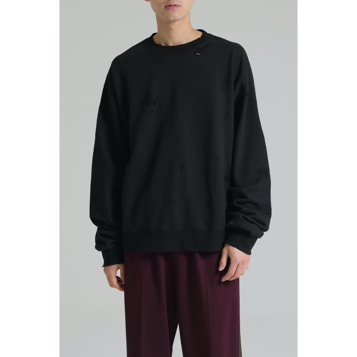 レア☆ DELUXE デラックス Sabotage ダメージ スウェット　XL DELUXE (デラックス) Sabotage(ダメージスウェット) BLACK