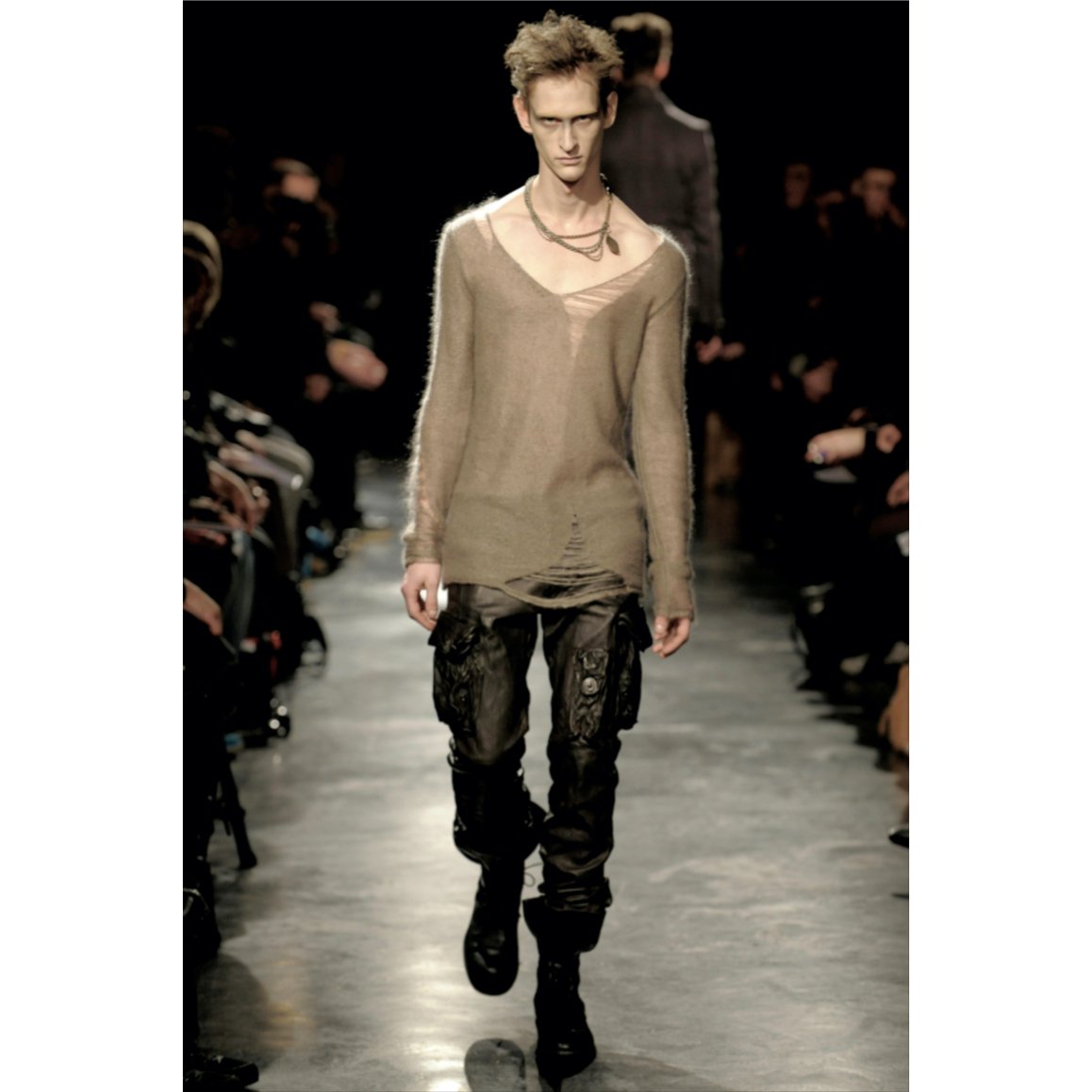 2010SS ユリウス ガスマスク ナロークロップド パンツ / 黒 2010SS