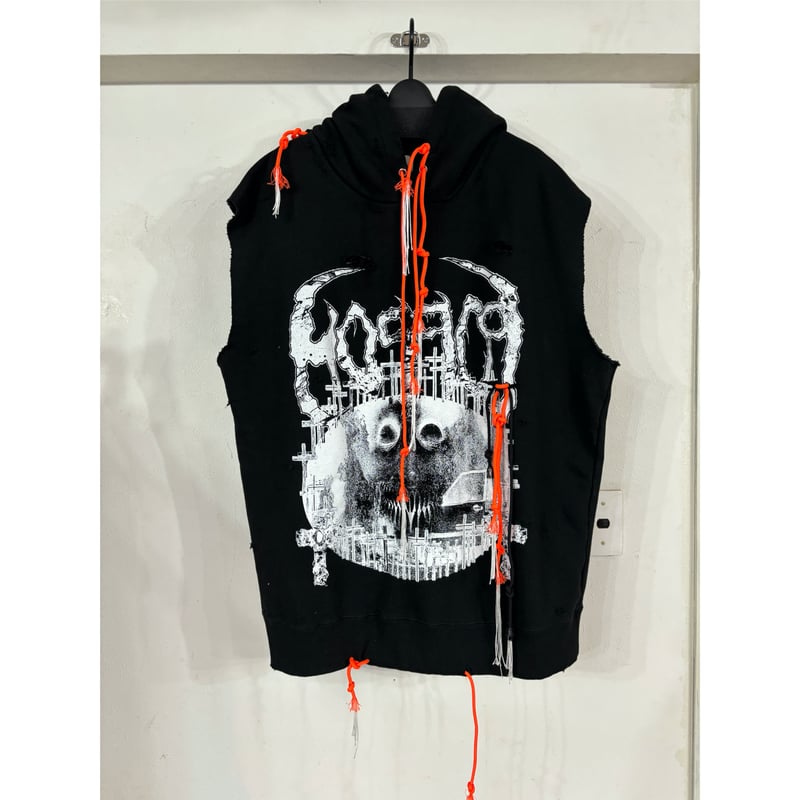 KIDILL / BUNNY RIBBON ZIP PARKA ブラック front ribbon zip parka