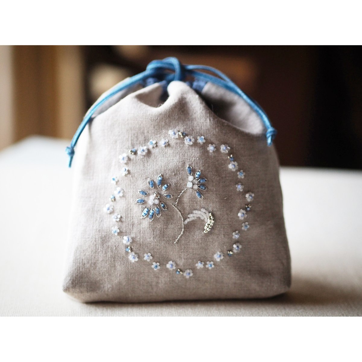 ダイリク スパンコール刺繍 スパンコール ブルー blue ビンテージ加工
