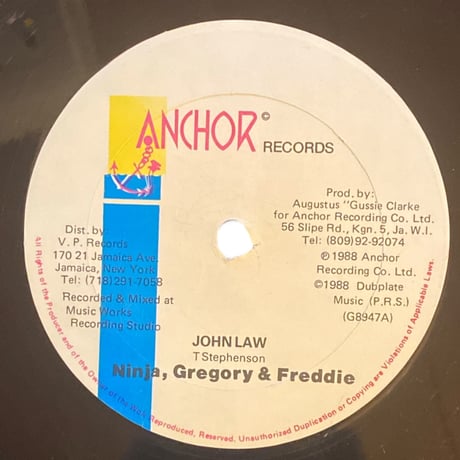 JOHN LAW / NINJA, GREGORY & FREDDIE (12インチレコード)