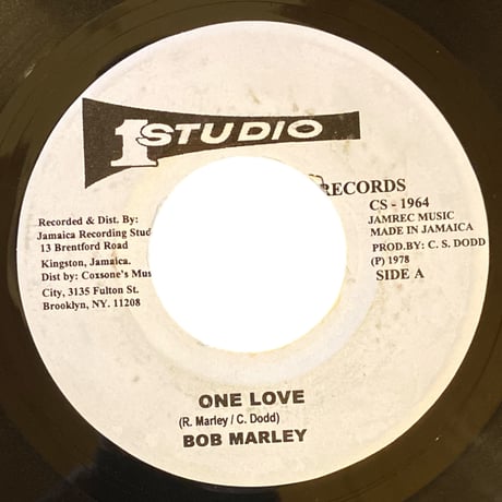 再入荷！ONE LOVE / BOB MARLEY & THE WAILERS (7インチレコード)