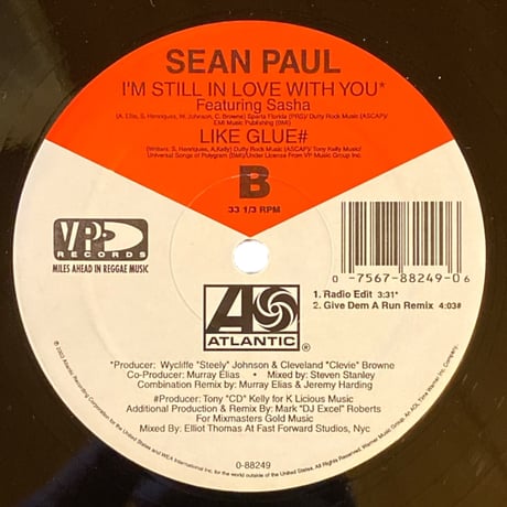 I'M STILL IN LOVE WITH YOU - SEAN PAUL & SASHA / LIKE GLUE# - SEAN PAUL (12インチレコード)