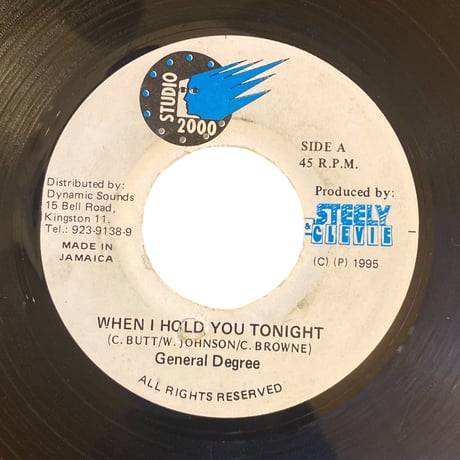 WHEN I HOLD YOU TONIGHT / GENERAL DEGREE (7インチレコード)