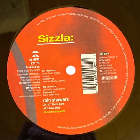 RAIN SHOWERS / SIZZLA (12インチレコード)