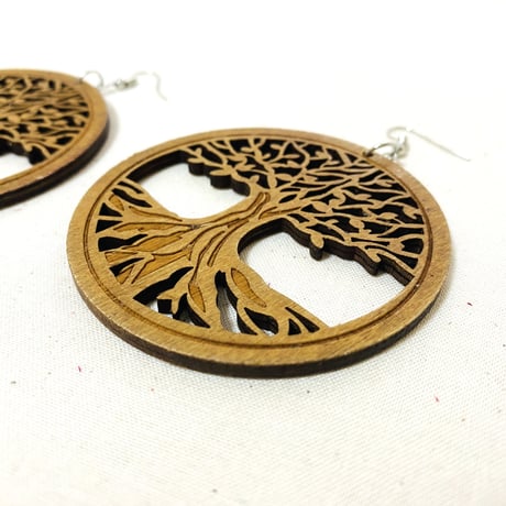 ⚪︎JA直輸入　ピアス Tree　茶