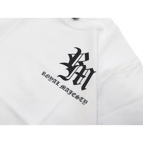 ROYAL MAJESTY / OLD ENGLISH CROSS ON SLEEVE T-SHIRTS 【WHITE】