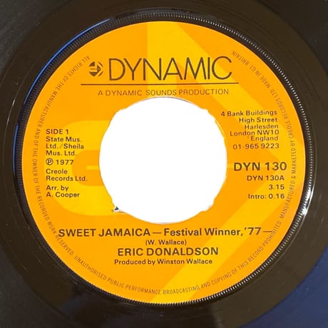 SWEET JAMAICA / ERIC DONALDSON (7インチレコード)