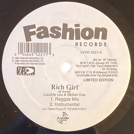 RICH GIRL / LOUCHIE LOU & MICHIE ONE (12インチレコード)