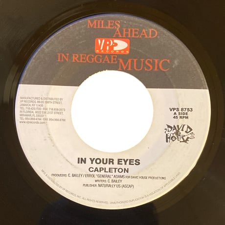 再入荷！MI DEH YAH / IN YOUR EYES / CAPLETON (7インチレコード)