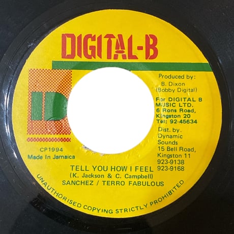 TELL YOU HOW I FEEL / SANCHEZ & TERROR FABULOUS (7インチレコード)