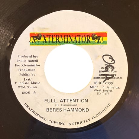 FULL ATTENTION / BERES HAMMOND (7インチレコード)