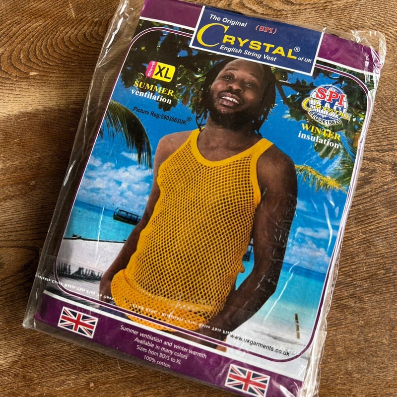 新品レゲエ網シャツ　黒Lサイズ　ジャマイカ　イギリス　アミシャツ レゲエ網シャツ THE ORIGINAL ENGLISH MESH VEST アミシャツ