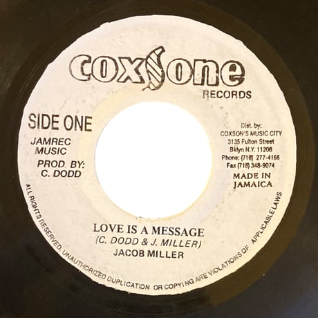 LOVE IS A MESSAGE / JACOB MILLER (7インチレコード)