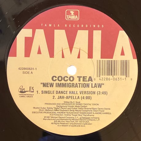 NEW IMMIGRATION LAW / HOLY MOUNT ZION / COCOA TEA (12インチレコード)