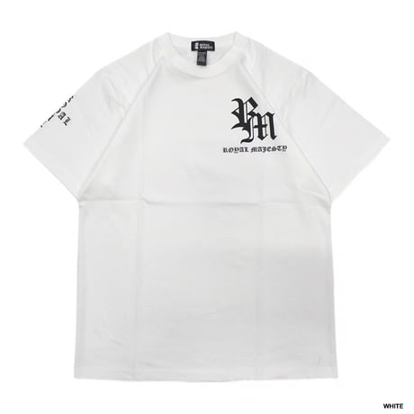 ROYAL MAJESTY / OLD ENGLISH CROSS ON SLEEVE T-SHIRTS 【WHITE】