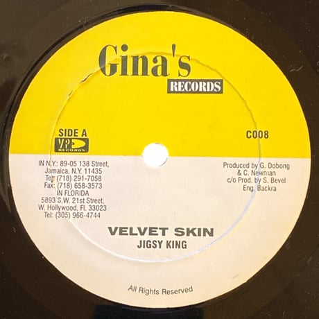 VELVET SKIN / JIGSY KING (12インチレコード)