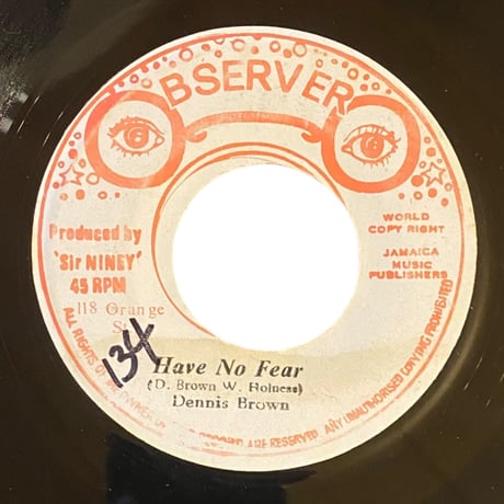 HAVE NO FEAR / DENNIS BROWN (7インチレコード)
