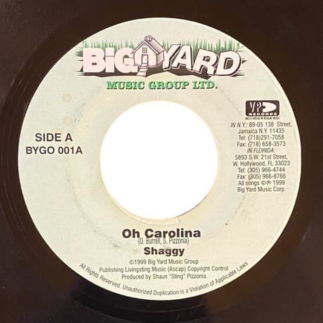 OH CAROLINA / SHAGGY (7インチレコード)