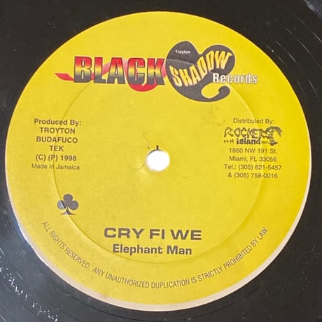 CRY FI WE - ELEPHANT MAN / BWOY BWOY - UNEEK (12インチレコード)
