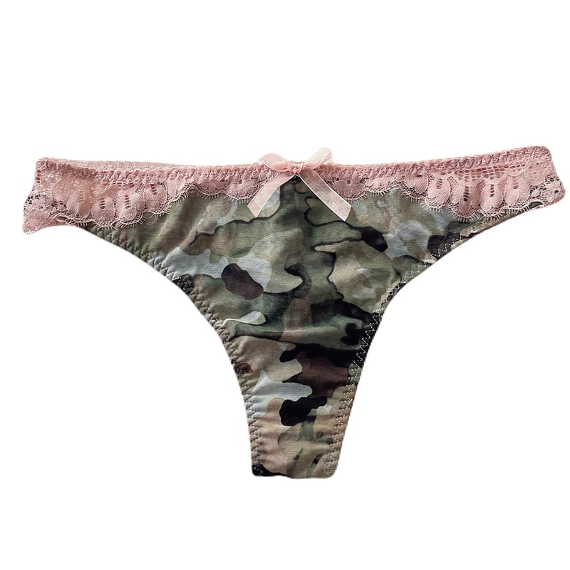 TWINSET ブラジャー＆タンガ カモフラージュプリント ポーチ付き