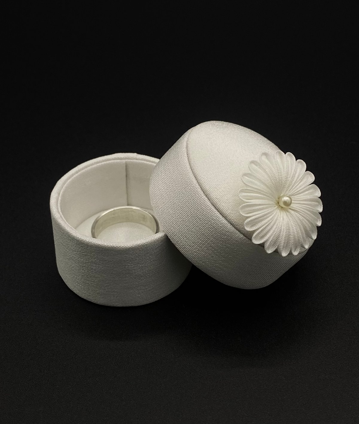 つまみ細工 小物入れ カルトナージュ 花 3dプリンター ハンドメイド 絹小箱 花 【リングケース、アクセサリー・ジュエリー入れ等】正絹